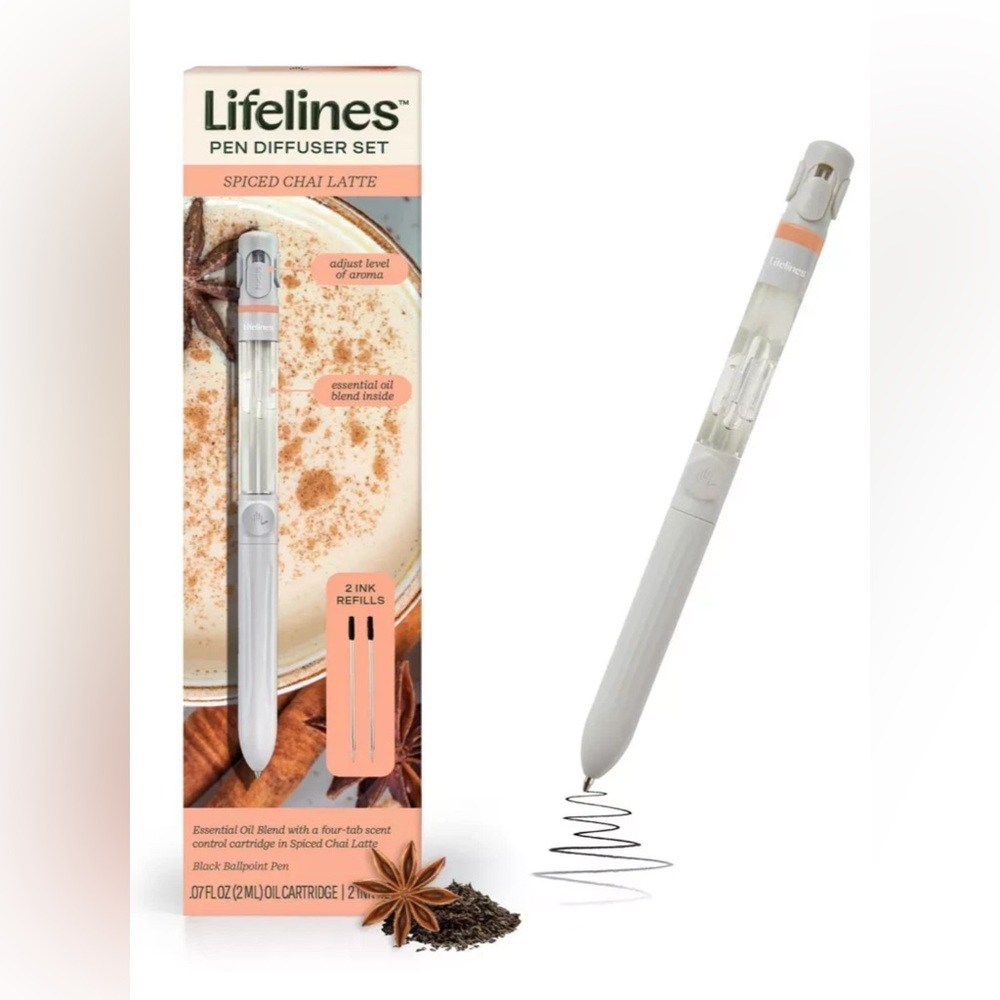 Lifelines Pen Diffuser  Essential Oil Blend Spiced Chai Latte 2 ink refills New